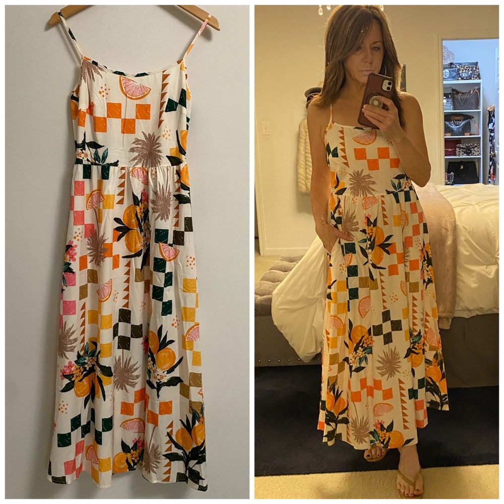 NEW Sleeveless White Floral-Print Maxi Dress SMALL